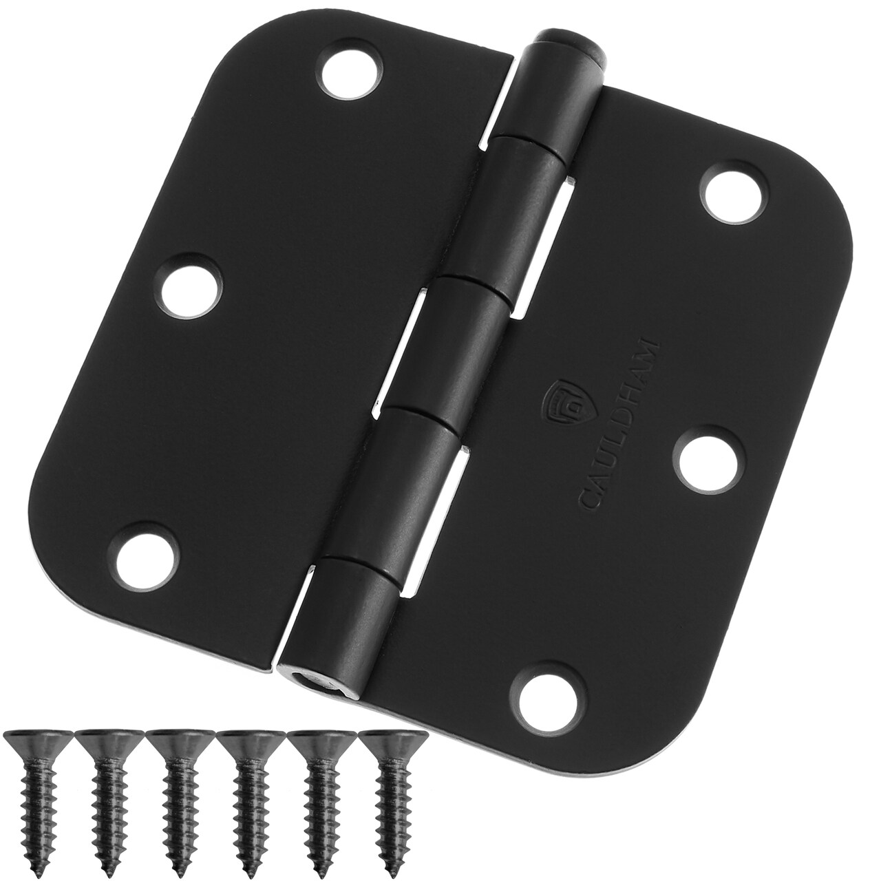 Cauldham Heavy-Duty 3-1/2" Interior Door Hinges with 5/8" Radius Corners - Black